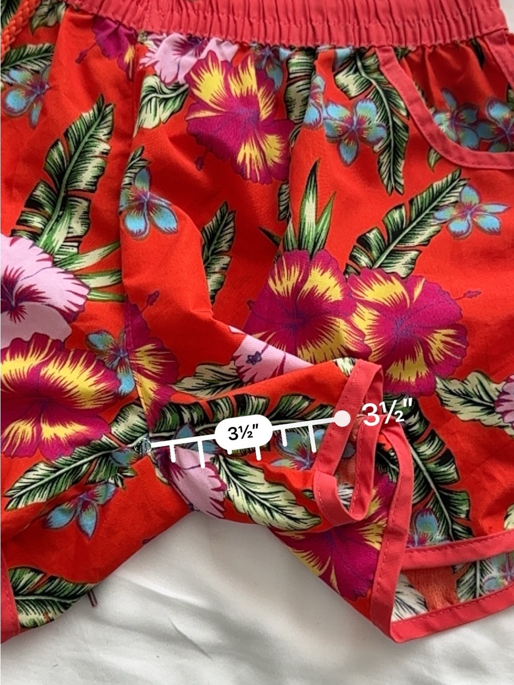 Women's Red Floral Swim Shorts Bottom Drawstring Elastic Waist 1XL (run small) - Picture 5 of 5